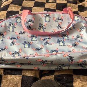 Stitch Patterned Travel Bag with Pink Accents